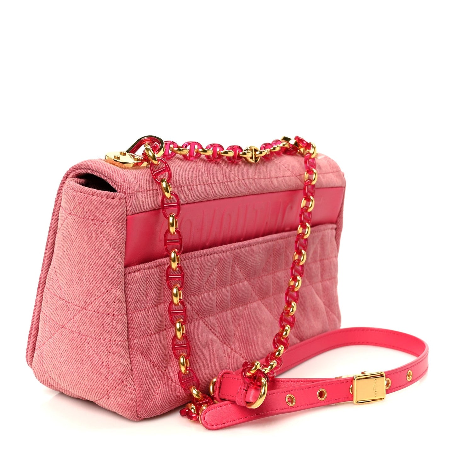 Denim Macrocannage Medium Caro Bag Fuchsia Multicolor