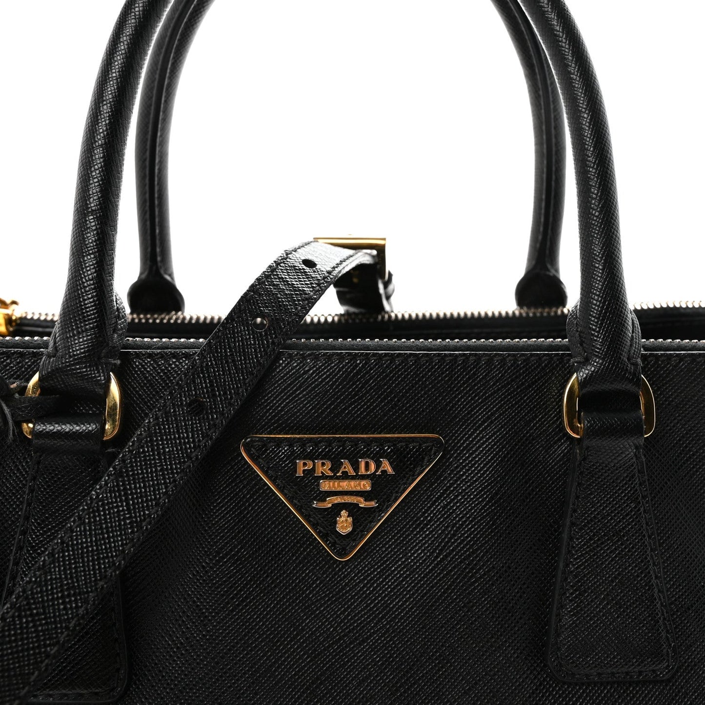 Saffiano Lux Small Galleria Double Zip Tote Black