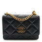 Lambskin Enamel Quilted Pending CC Clutch With Chain Black
