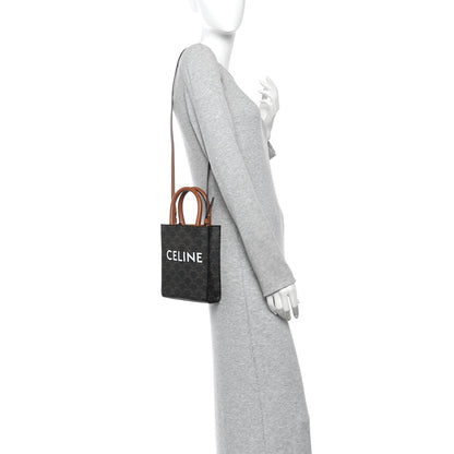 Triomphe Canvas Calfskin Mini Vertical Cabas Tan