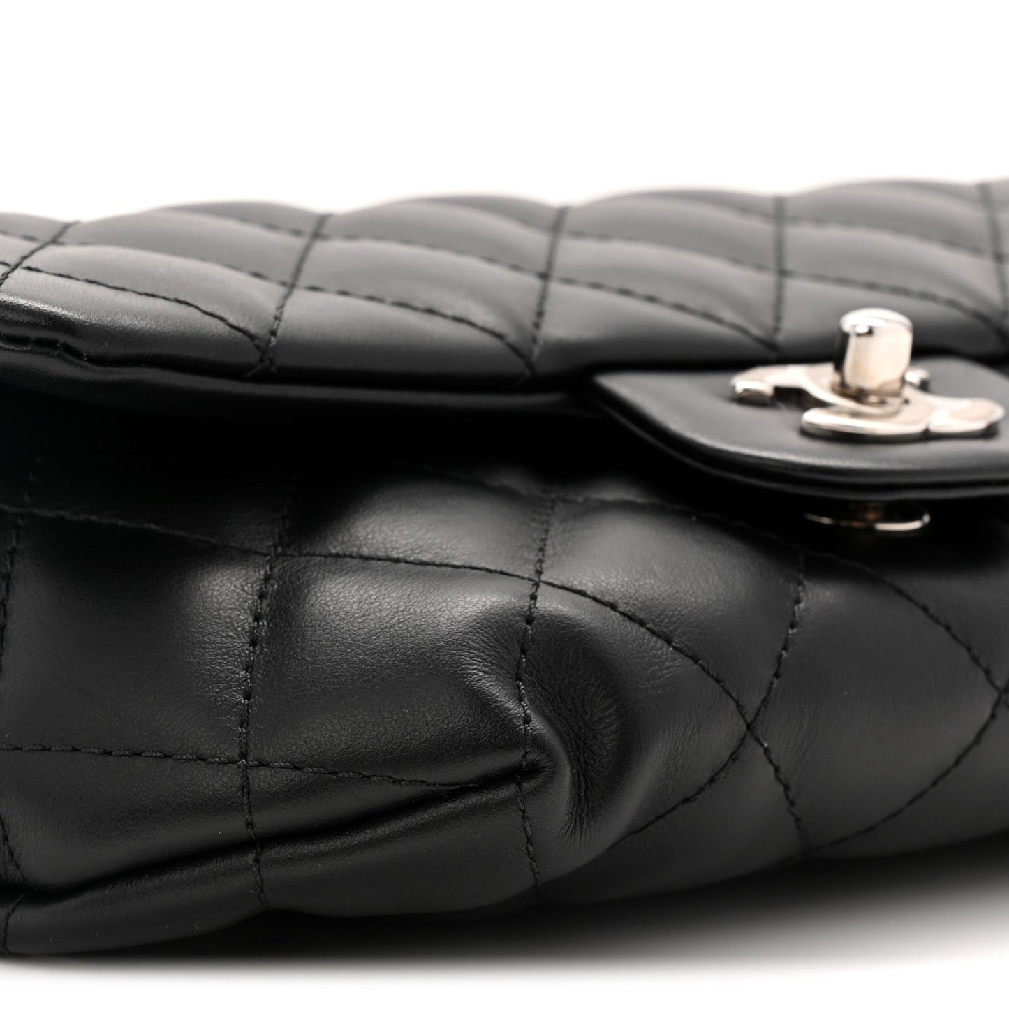 Calfskin Quilted CC Uniform Flap Belt Bag Black