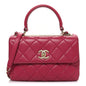 Lambskin Quilted Small Trendy CC Flap Dual Handle Bag Dark Pink