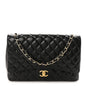 Lambskin Quilted Maxi Double Flap Black