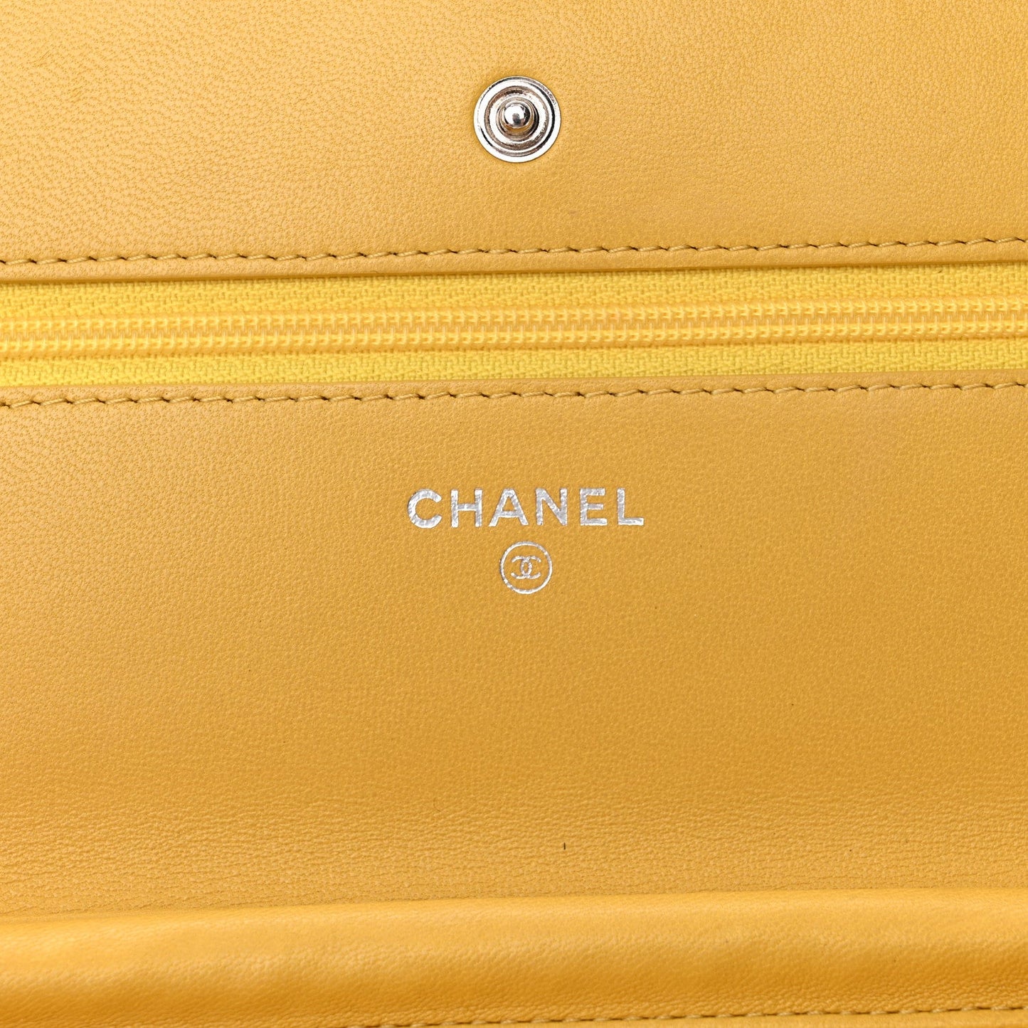 Lambskin Quilted Wallet On Chain WOC Yellow