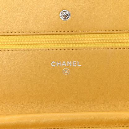 Lambskin Quilted Wallet On Chain WOC Yellow
