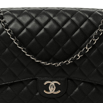Caviar Quilted Maxi Double Flap Black