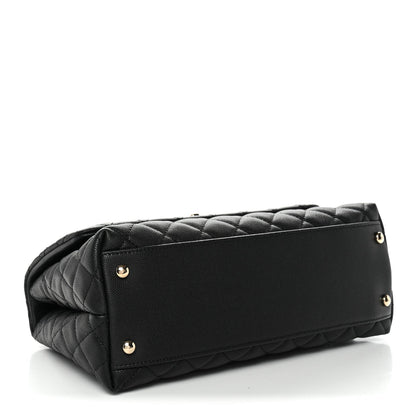 Caviar Quilted Small Coco Handle Flap Black