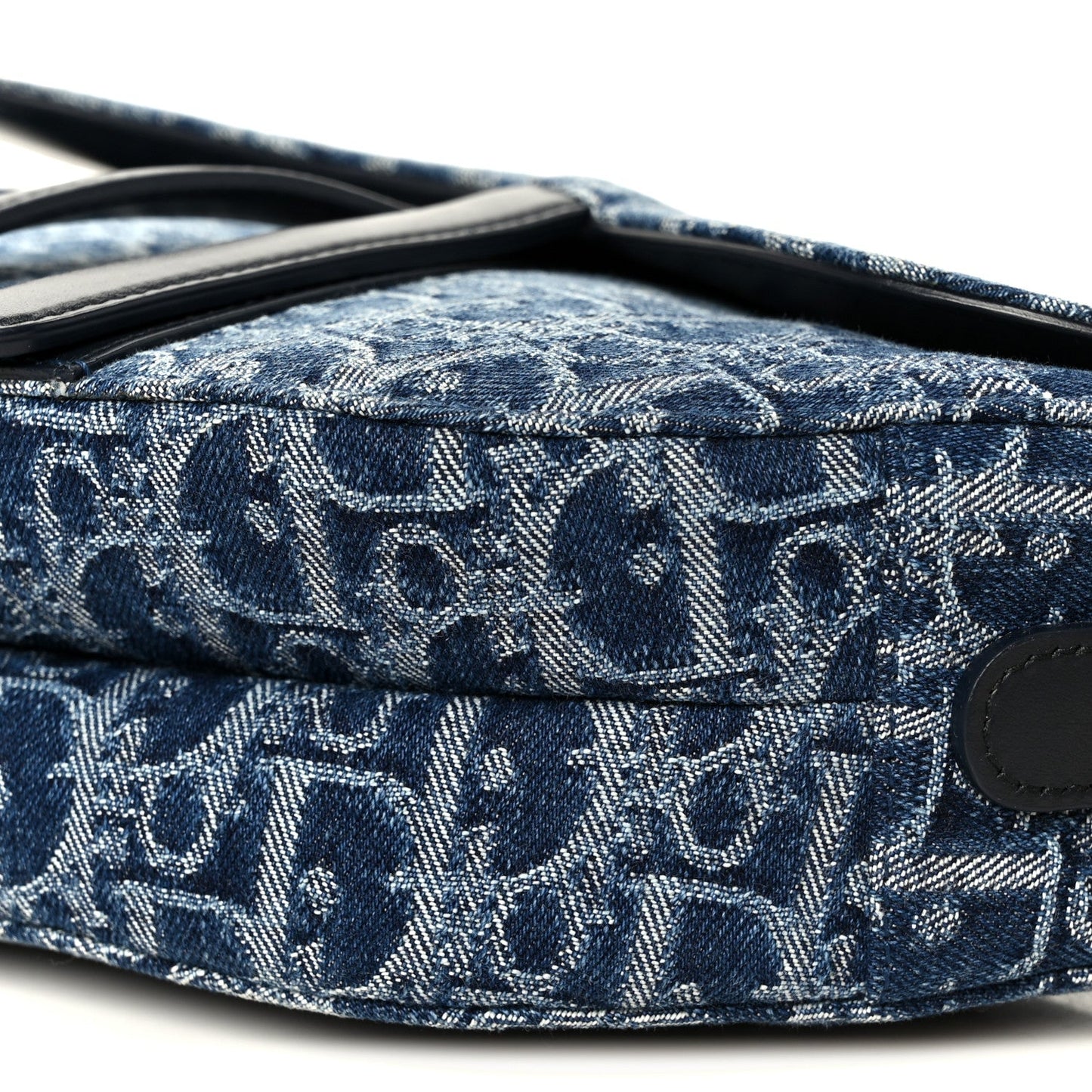Denim Oblique Jacquard Saddle Bag With Strap Blue