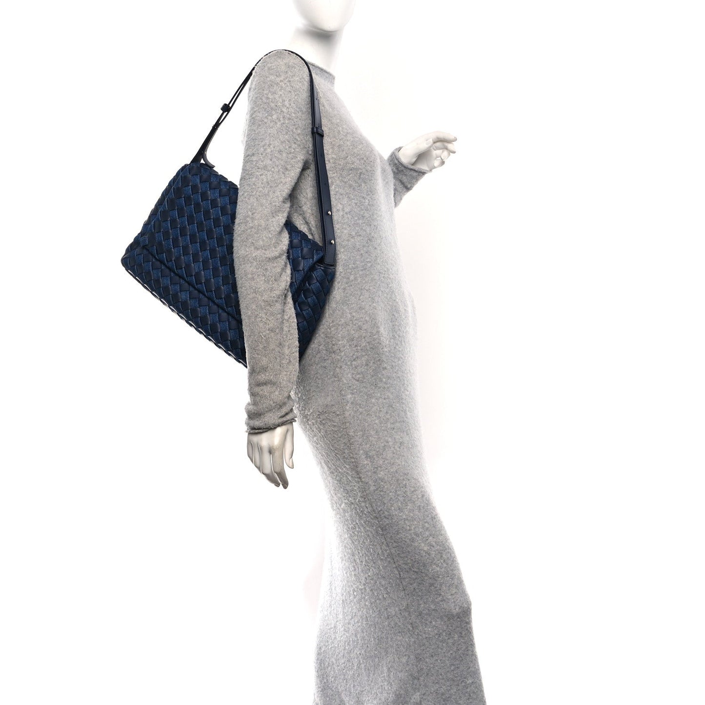 Denim Nappa Intrecciato Padded Messenger Abyss Indigo
