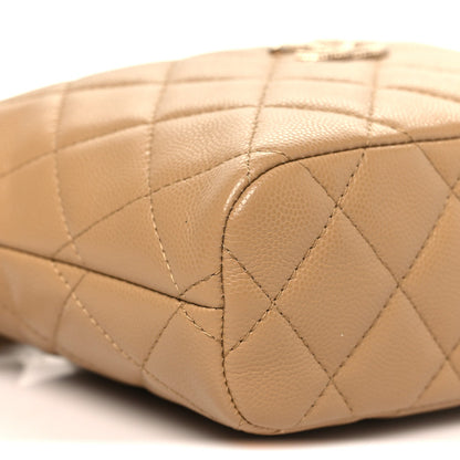 Caviar Quilted Hobo Dark Beige