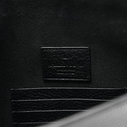 Pebbled Calfskin Large Rockstud Envelope Clutch Black