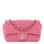 Wool Tweed Quilted Mini Rectangular Flap Dark Pink Fuchsia