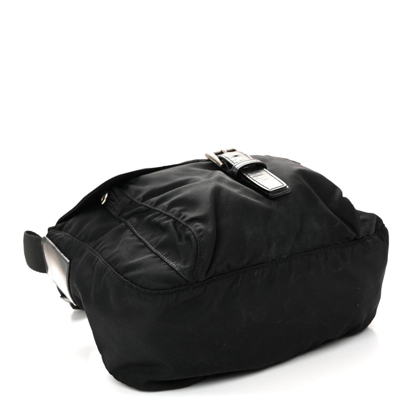 Nylon Vela Saffiano Single Buckle Messenger Shoulder Bag Black