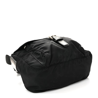 Nylon Vela Saffiano Single Buckle Messenger Shoulder Bag Black