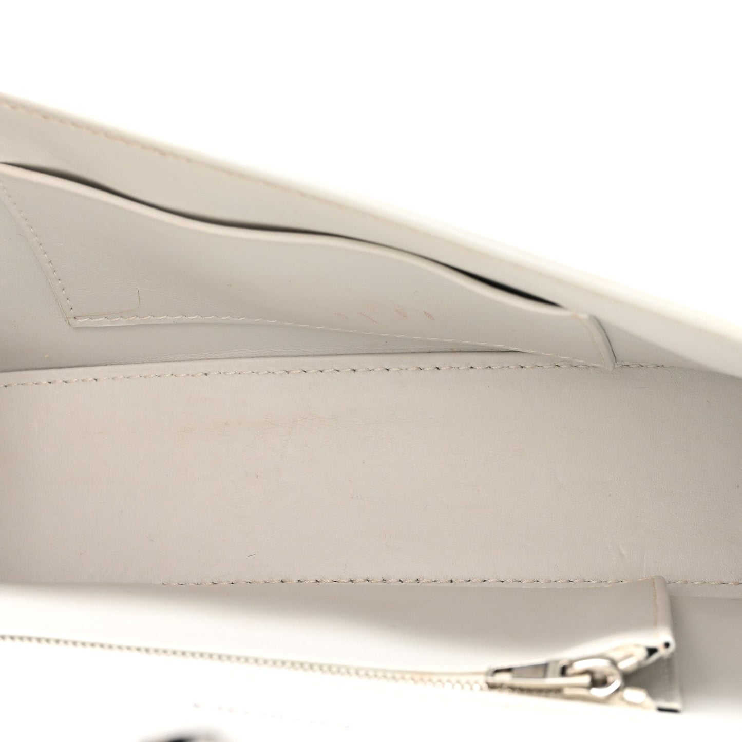 Shiny Box Calfskin Tonal B Hourglass Stretch Top Handle Bag White