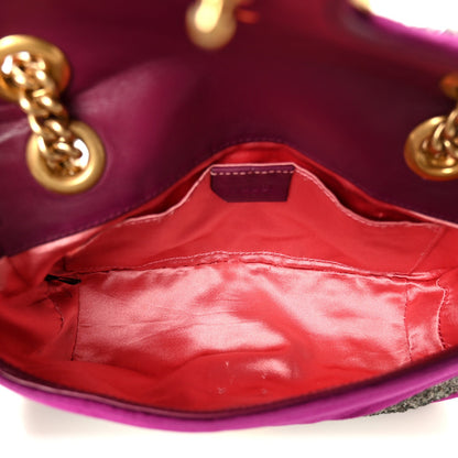 Velvet Matelasse Embroidered Mini GG Marmont Shoulder Bag Bordeaux
