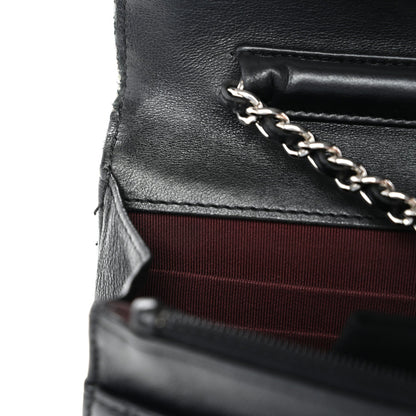 Lambskin Quilted Wallet On Chain WOC Black