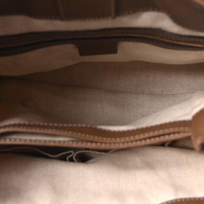 Canvas Floral Small Diana Bamboo Handle Bag Brown