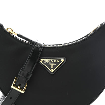 Re-Nylon Spazzolato Mini Arque Shoulder Bag Black