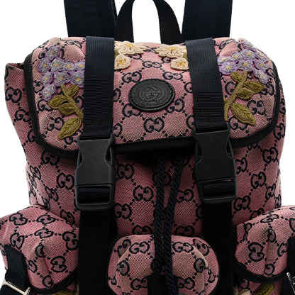 Monogram Multicolor Floral Embroidered Large Retro Interlocking G Three Pocket Backpack Pink Blue Multicolor
