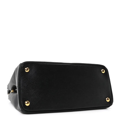 Saffiano Small Galleria Double Zip Tote Black