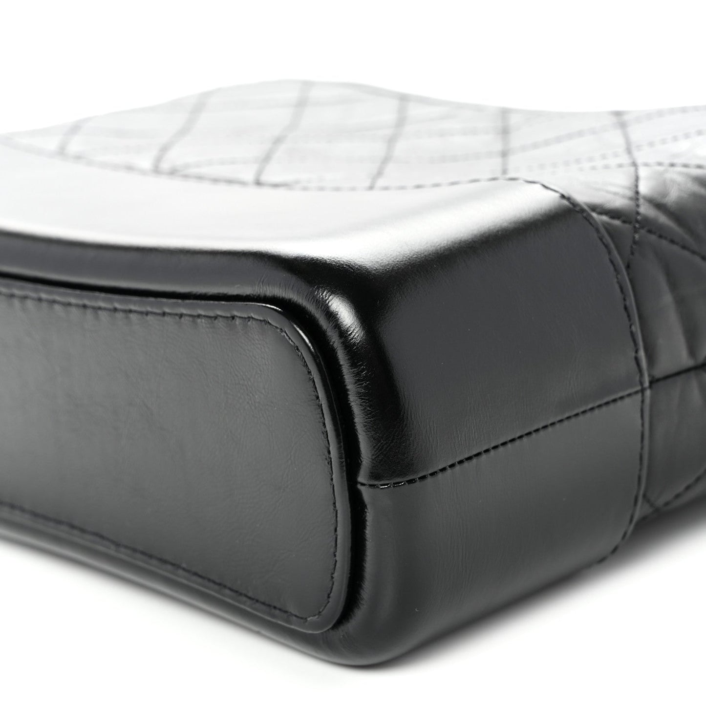 Aged Smooth Calfskin Quilted Medium Gabrielle Logo Hobo Black