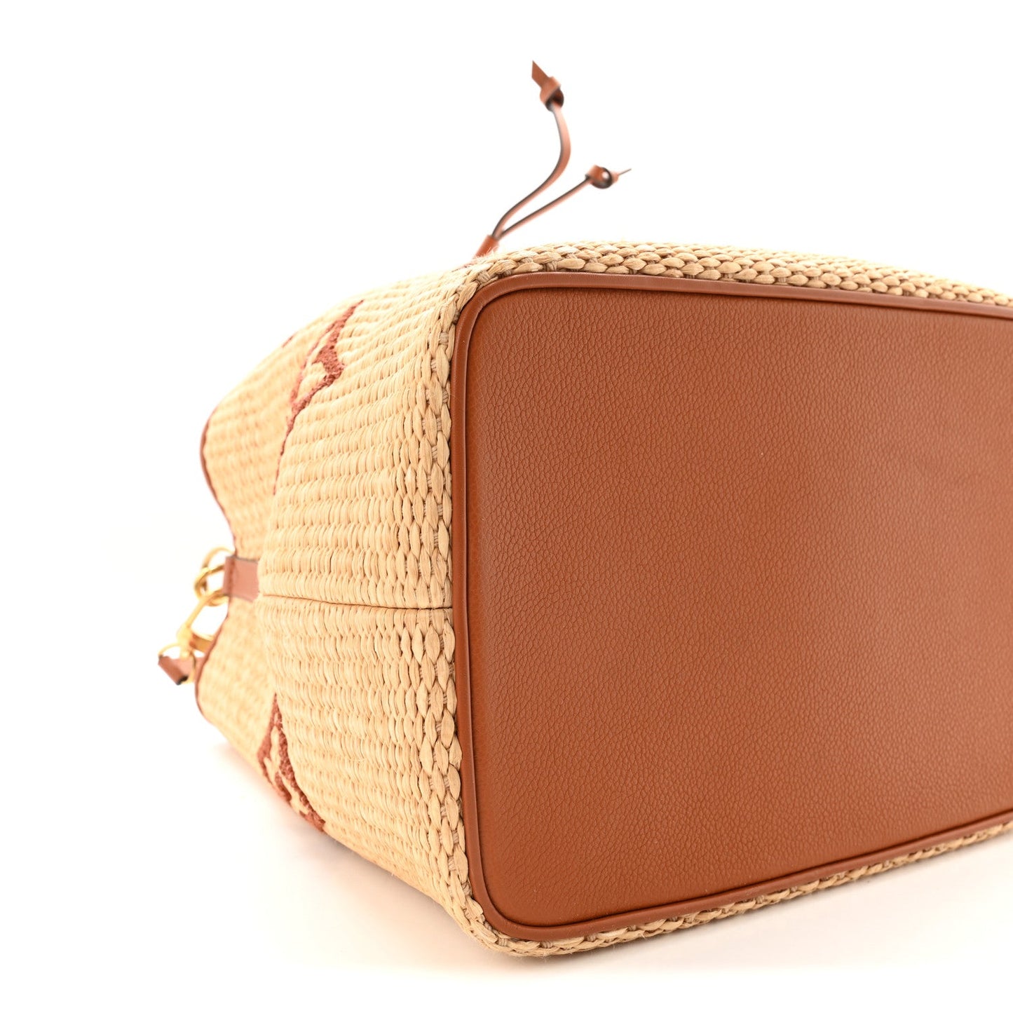 Raffia Calfskin Monogram Neonoe MM Tan