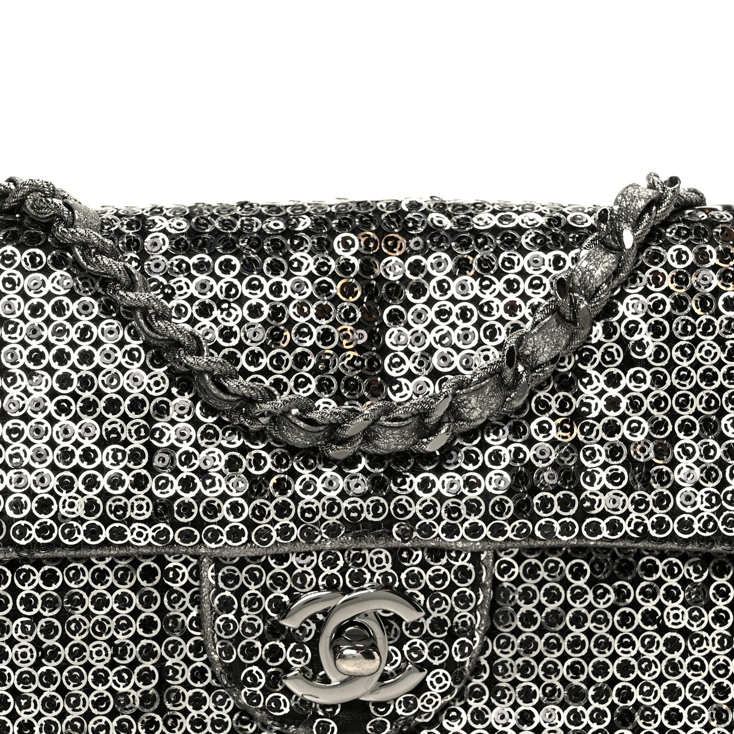 Sequin East West Flap Dark Silver