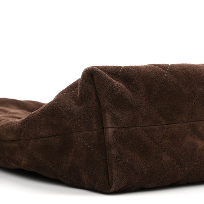 Suede Calfskin Quilted Clutch With Strap Dark Brown
