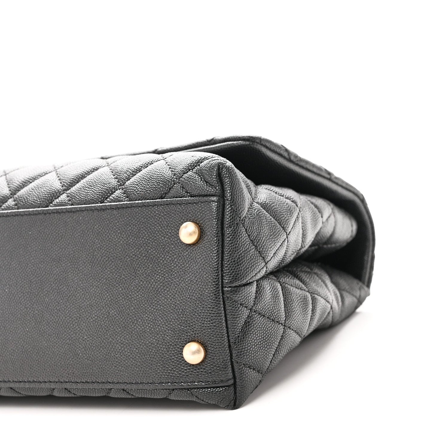 Caviar Quilted Small Coco Handle Flap Black