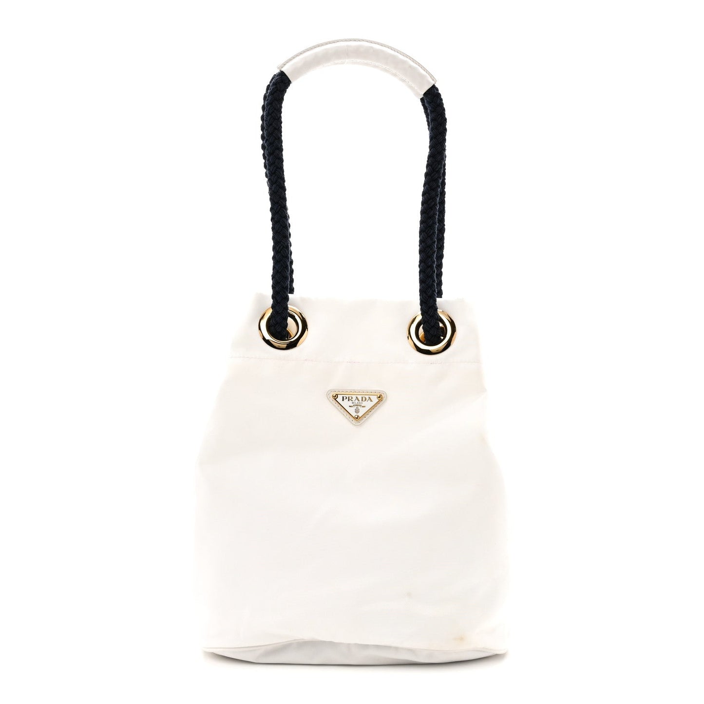 Re-Nylon Triangle Mariner Small Bucket Bag White Baltico