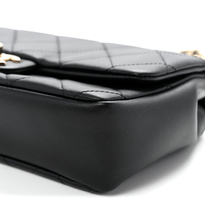 Lambskin Quilted Resin Bi-Color Chain Flap Bag Black