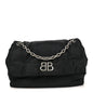 Nylon Medium Monaco Chain Shoulder Bag Black