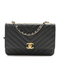 Lambskin Chevron Quilted Trendy CC Wallet On Chain WOC Black