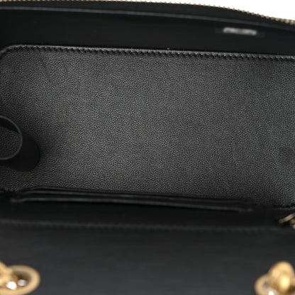 Lambskin Quilted Small Pillow Crush Vanity Case With Chain Black