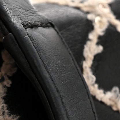 Calfskin Tweed Sequin Stitched Medium Boy Flap Black White