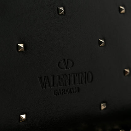 Vitello Rockstud All Over Demilune Shoulder Bag Black