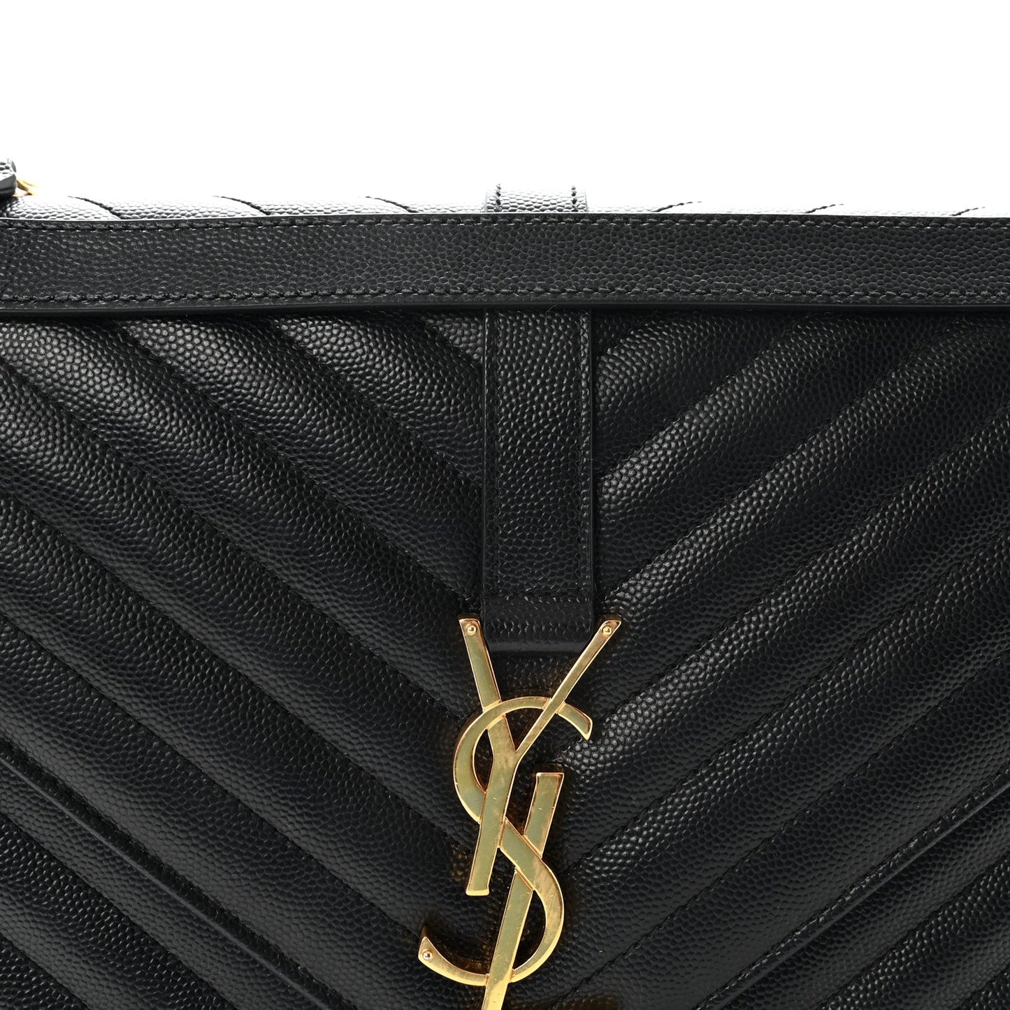 Grain De Poudre Matelasse Chevron Large Monogram Satchel Black