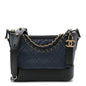 Aged Calfskin Quilted Small Gabrielle Hobo Navy Black