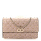 Lambskin Rockstud Spike Wallet on Chain Poudre