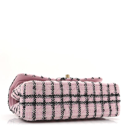 Tweed Quilted Small Double Flap Pink Black