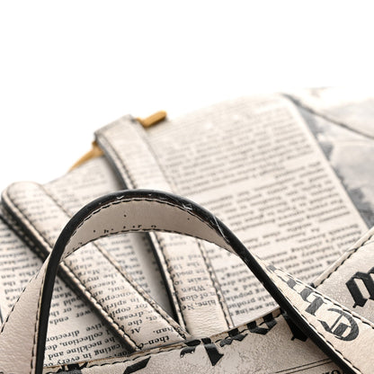 Calfskin Newspaper Printed Saddle Bag Black White