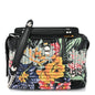 Calfskin Trapuntata Floral Small DotCom Click Chain Satchel Black Multicolor