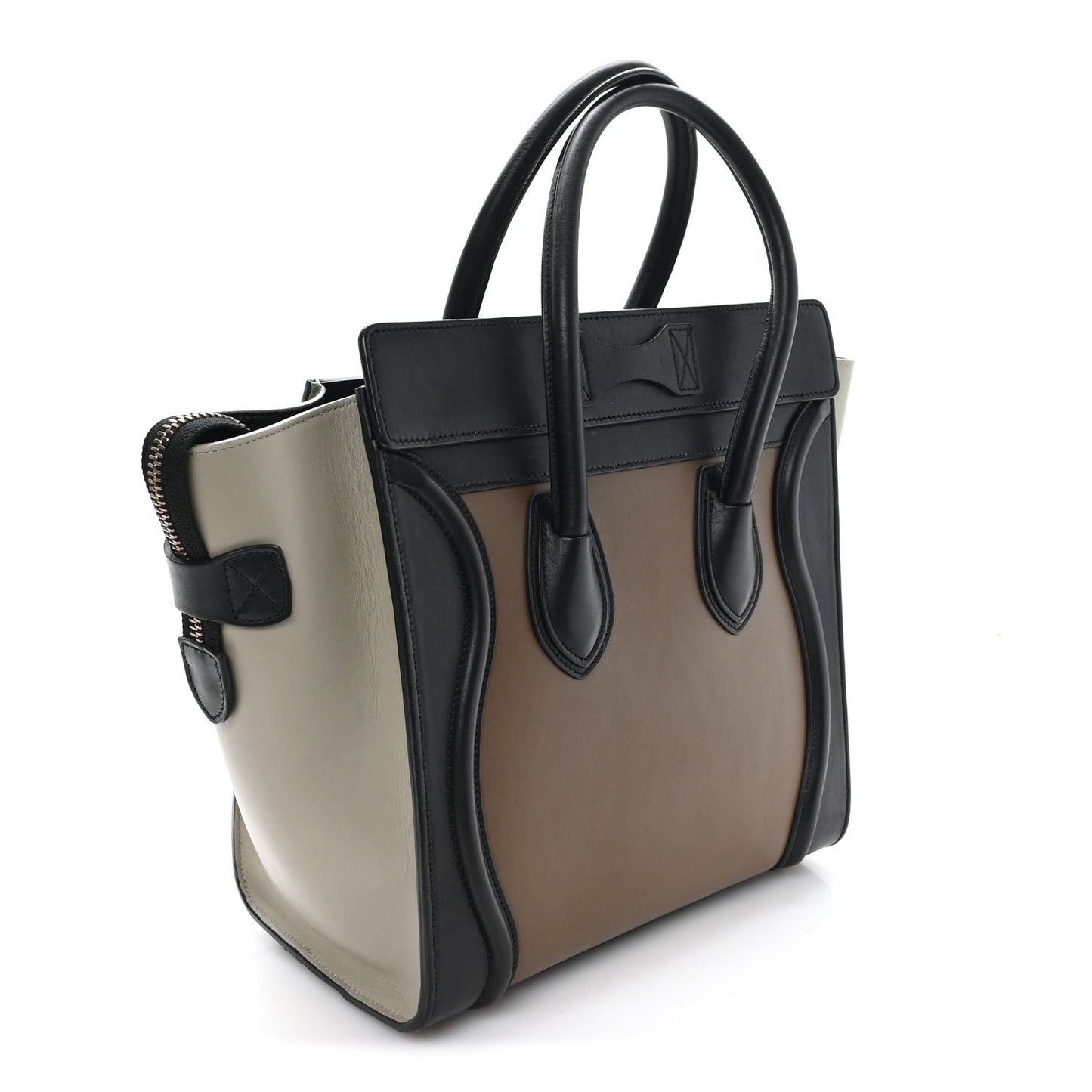Satin Smooth Calfskin Micro Tri-Color Luggage Dark Grey