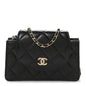 Lambskin Quilted Phone Holder Flap Black