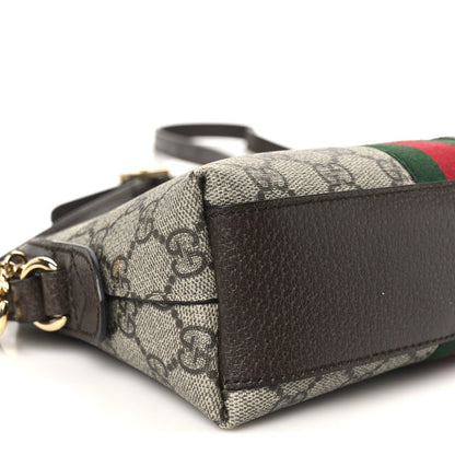 GG Supreme Monogram Textured Dollar Calfskin Web Small Ophidia Dome Shoulder Bag Beige Ebony New Acero