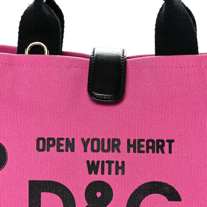 Canvas Printed Open Your Heart Tote Pink Black