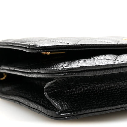 Caviar Quilted CC Turnlock Wallet On Chain WOC Black