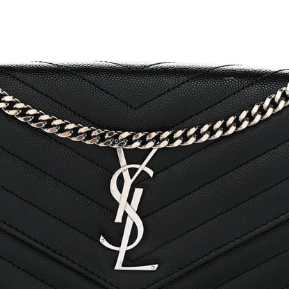 Grain De Poudre Matelasse Chevron Monogram Chain Wallet Black
