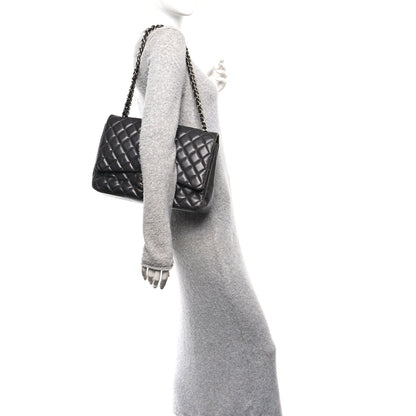 Lambskin Quilted Maxi Double Flap Dark Grey